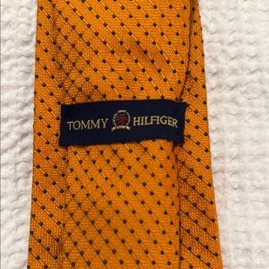 Tommy Hilfiger Orange Silk Tie with Geometric Pattern